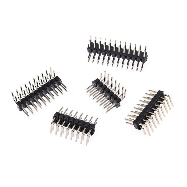 2.0mm dual row right angle pin headers. Compact 90° design, durable insulation, stable electrical performance for industrial and consumer electronics.
