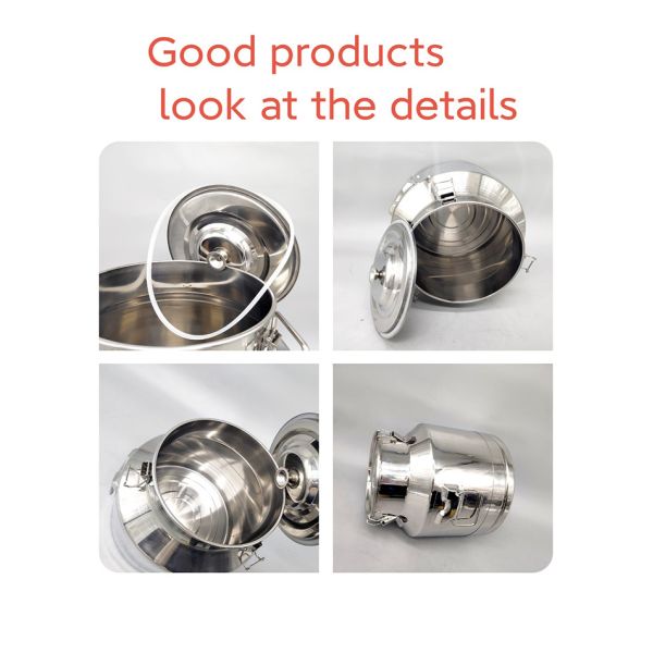 Thickness 0.6mm Silicone Seal 1 Gallon Stainless Steel Milk Can 201
