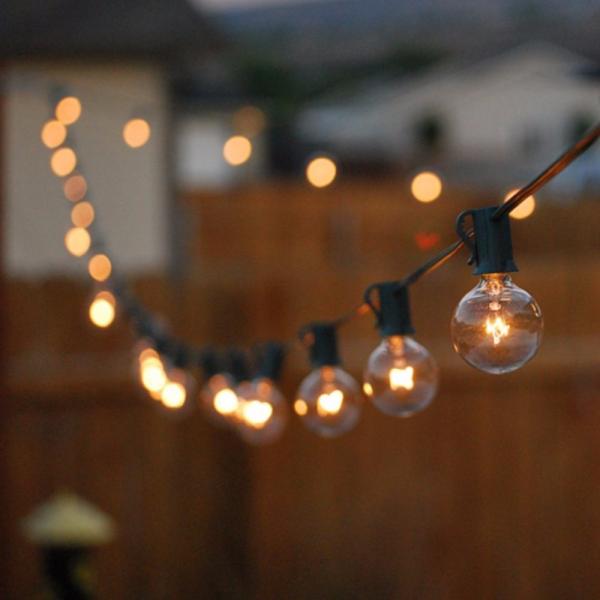Waterproof G40 25ft 25sockets Garden Outdoor Decoration Solar powered string light G40 Solar LED String Lights