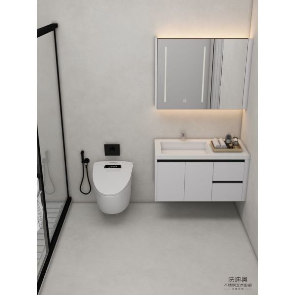 Timeless White Stainless Steel Wall-Mounted Bathroom Vanity With Mirror Cabinet