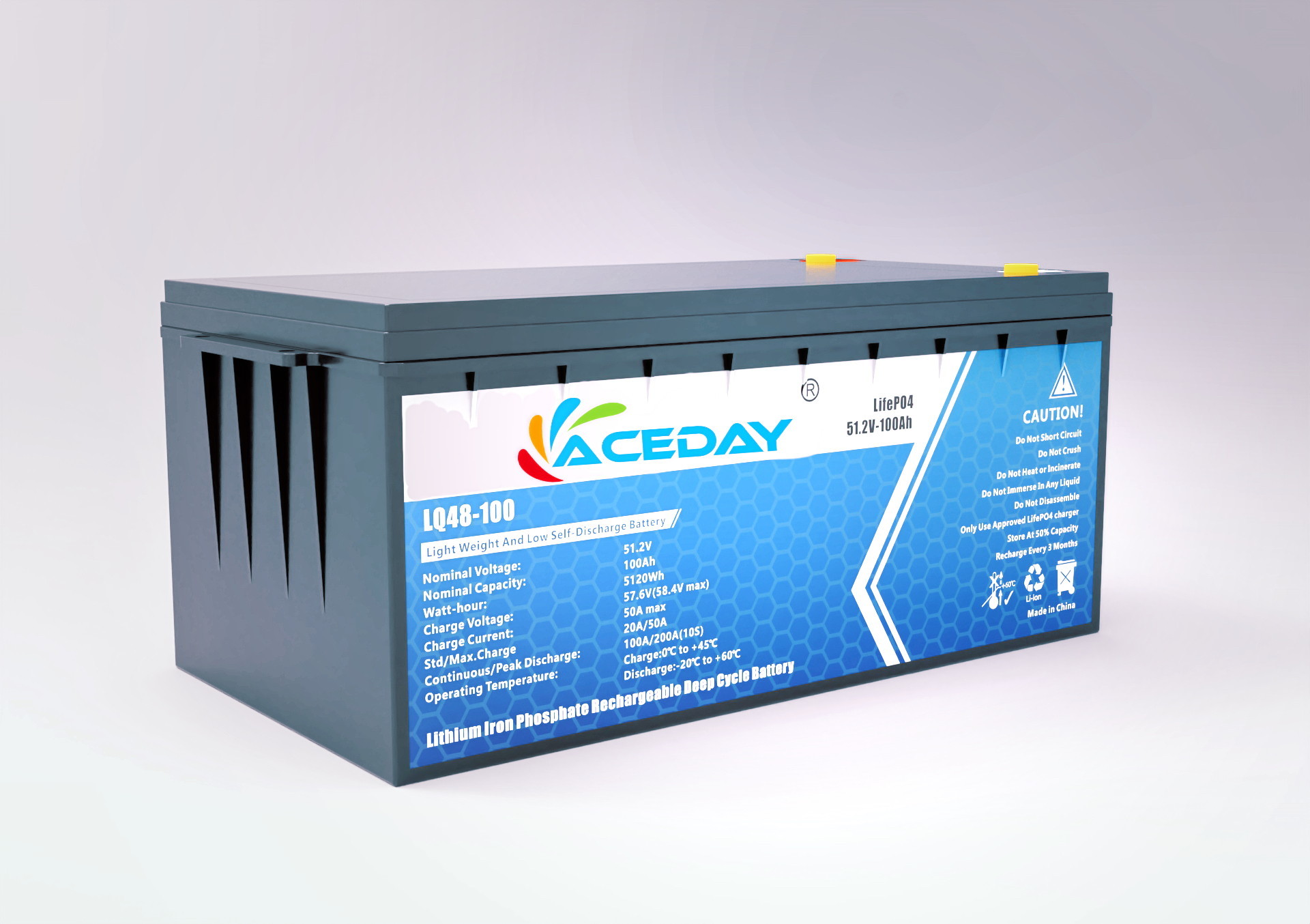48V100ah ACEday Lifepo4 перезаряжаемая батарея надежная производительность высокий разряд
