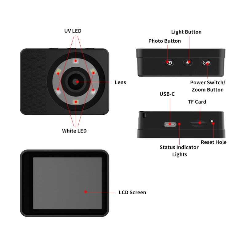 Wholesale Mini Portable Electronic Microscope Industrial Camera 3X Digital Zoom 2.4 Inch USB-C High Speed Measurement Camera