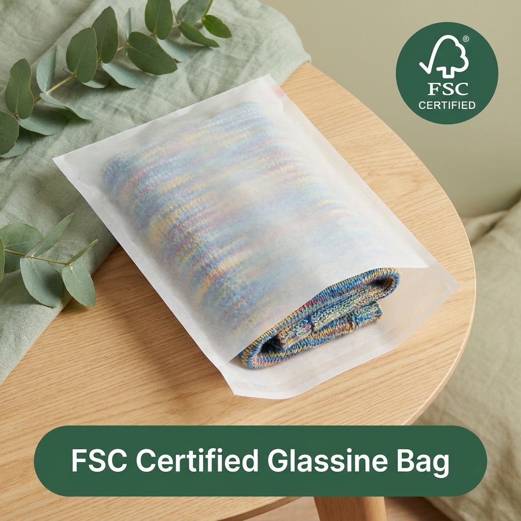 Zero Plastic Green Glassine Bag Luxury Clothing Eco Friendly Apparel Packaging EU Compliant Garment Pouch for Certified OEM