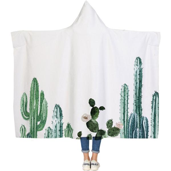 Cactus series children's adult hooded blanket velvet fabric rectangular hand washable