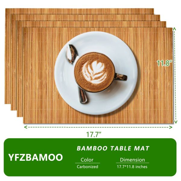 Table Coasters Kitchen Dining Stylish Bamboo Placemat Nature Bamboo Tableware Mat