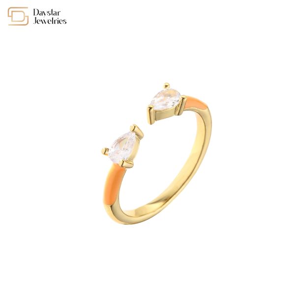 золото 18k покрыло регулируемые кубические кольца падения воды Zirconia для украшений женщин