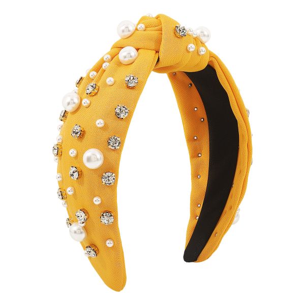 Fashion multicolor knotted wide elastic headbands nail-beaded drill bit hooped hair accessory Yiwu wholesale