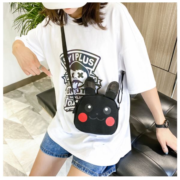 Kids crossbody girls cute canvas bag Pikachu shape animal cartoon customs logo picture bag canvas children accessories