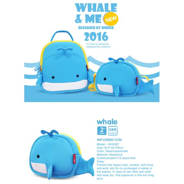 Whale Design Kids Sling Bag Softback Waterproof Neoprene Material 