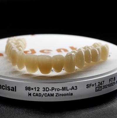 Blocos de zircônia 3D Pro CAD CAM em branco Vita14 Tonalidade ISO