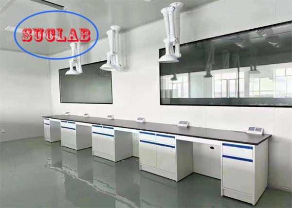 All Steel Lab Workbench Hong Kong with DTC Rail Reagent Racks and Adjustable Glass Shelves