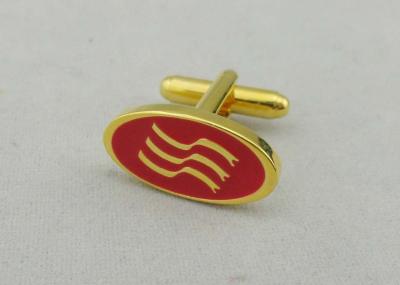 Unique Custom Red Round Cufflink , 2 mm Thickness Imitation Gold Plating