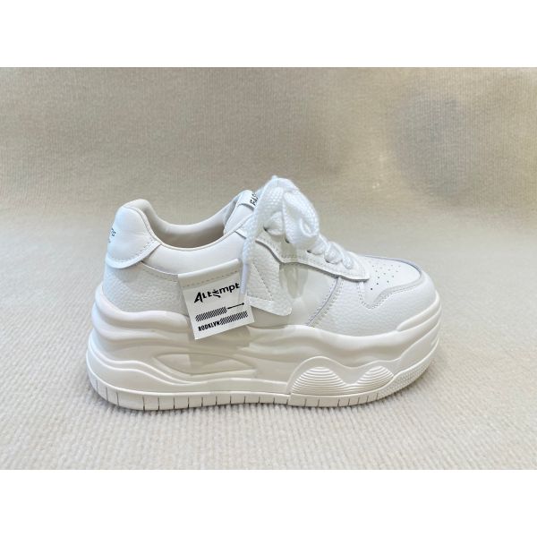 Autumn White Canvas Trainers Heightening Womens White Leather Casual Sneakers