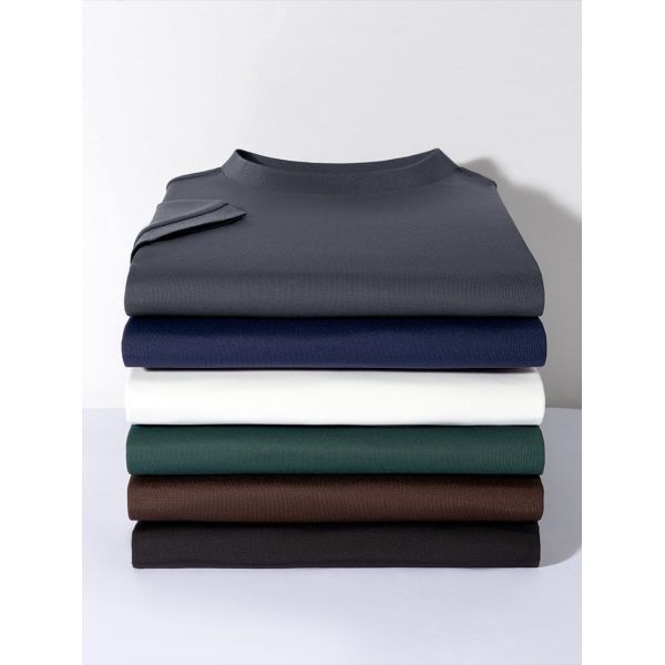 1282  summer hot item 210G 94% polyester fiber 6% spandex light luxury ice feeling short sleeved men's short sleeved T-shirt