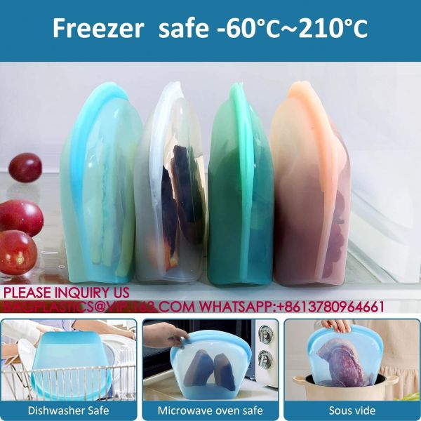 Silicone Bag Quart Reusable Food Storage Bags Freezer Sous Vide Container Oven Microwave