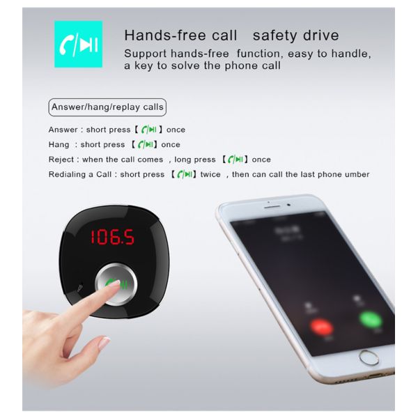 Fashion Bluetooth Car Charger / Universal Smartphone Charger Line Audio Input