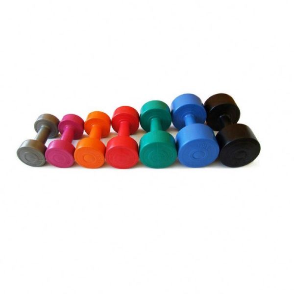 Bodybuilding Equipment Color Round Head  Cement Vinyl Dumbbells For Weight Lifting