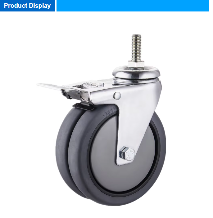 5 Inch Industrial M12 Screw-Type Dual Wheel Caster – TPR Wheel with PP Core