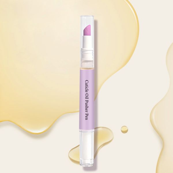 Focstar 2-in-1 Nail Care Pen with Nourishing & Gentle Exfoliation Lavender Scent Cuticle Oil Pusher Pen