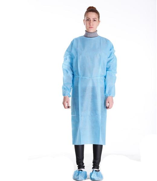 PP Disposable Medical Gowns Anti Alcohol With Eastic / Knitted Cuffs