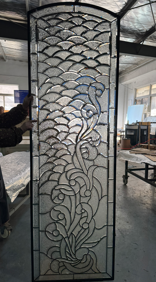 Handcrafted Decorative Entry Door Glass Panel With Intricate Design For Front Entry Doors
