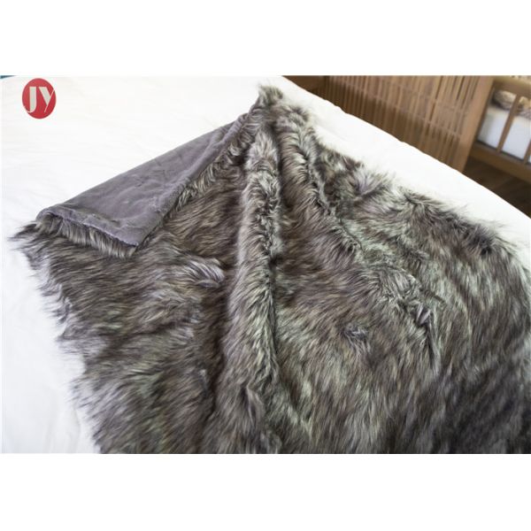 Silver Gray Plush Fur Faux Throw Blanket Wolf Home Accents Eco - Friendly