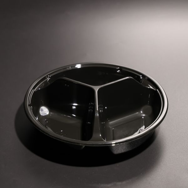 Stackable 3 Compartment Plastic Food Tray PET Disposable Food Plates