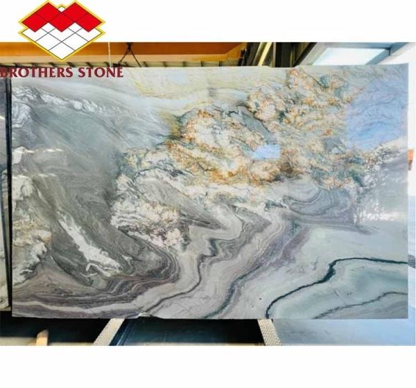Polished Purple Marble Stone Big Slab Dining Table Top for Modern Bedroom Hall Design