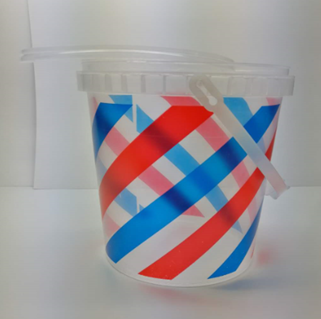 2.2 L de qualidade alimentar Pp personalizar logotipo de plástico de grande porte copos vazios de sorvete com tampa