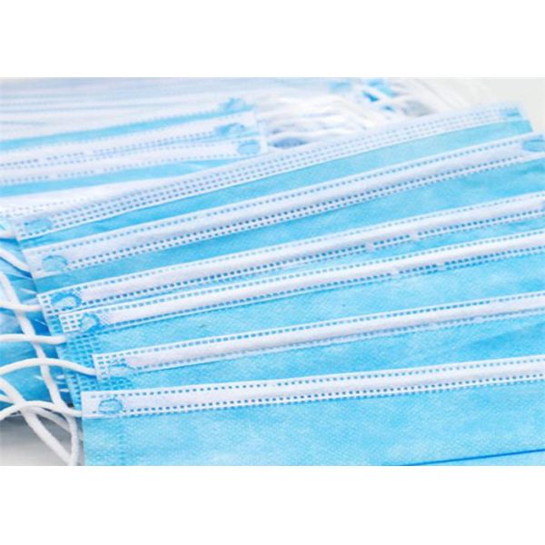 Disposable Blue Earloop Face Mask , Disposable Hospital Masks Adjustable Nose Bar