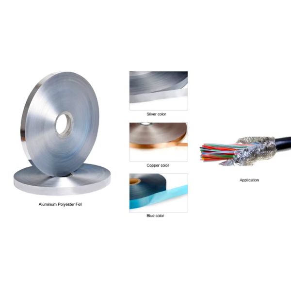 Hot Melt Adhesive Aluminum Foil Laminated Polyester Film Aluminum Film Al PET Polyester Film Free Sample for Cable Shielding