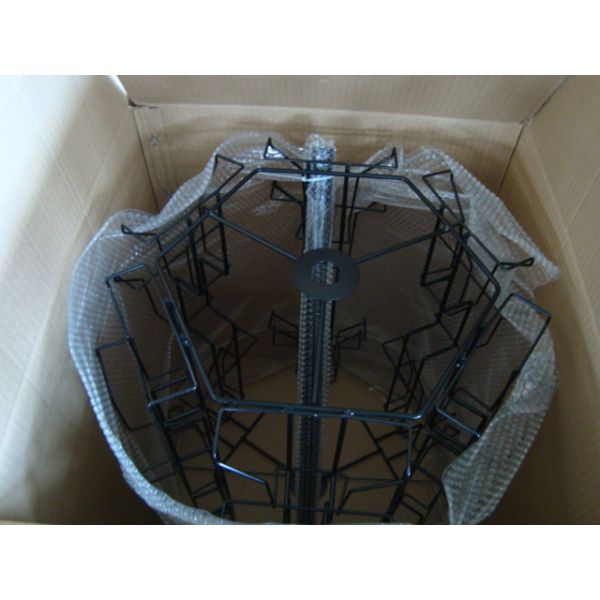 Greating Cards Rotating Metal Table Top Display Stands With 24 Pockets KD Construction