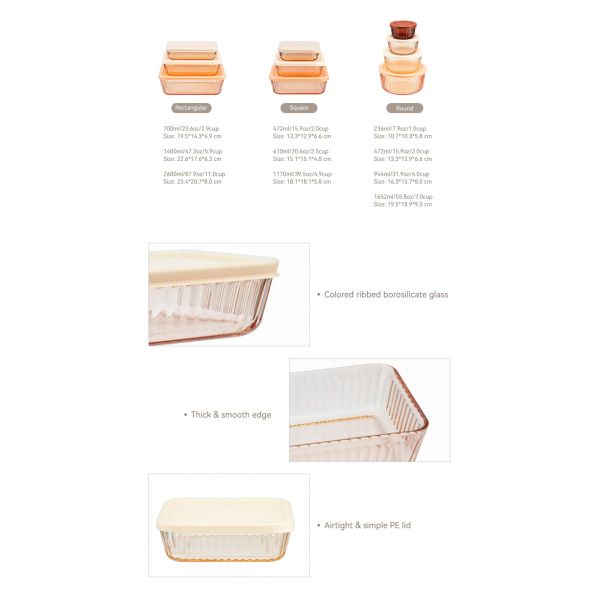IKOO High Borosilicate Glass Food Container with Microwave Safe Stackable Design for Efficient Food Storage