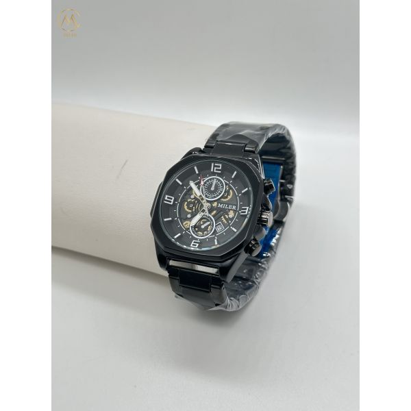 ML1113-Reloj de pulsera de esqueleto de alta calidad con bisela negra