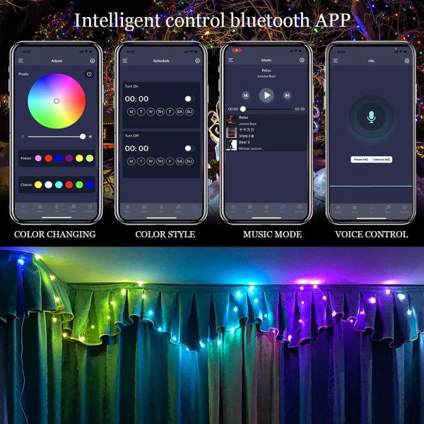 APP Control 5m Festive Atmosphere Lamp RGB LED Leather Thread Lights String