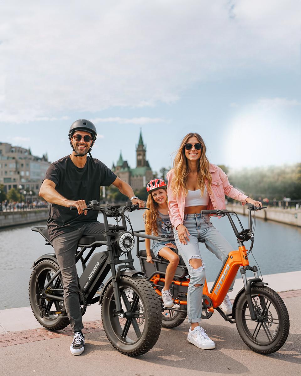 German Warehouse HovCart EU/US/AU Stock Electric City Cargo Bike for Two Children with Protection Seat Torque Sensor Fat Tire