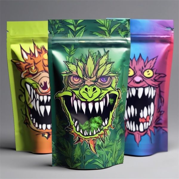 Glossy Gravure Printed Herb Packaging Bags with Moisture Barrier Holographic Effect