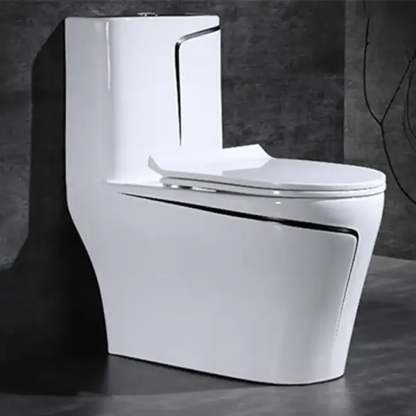 Sanitary Ware One Piece Bathroom Toilets White Ceramic Manual Button
