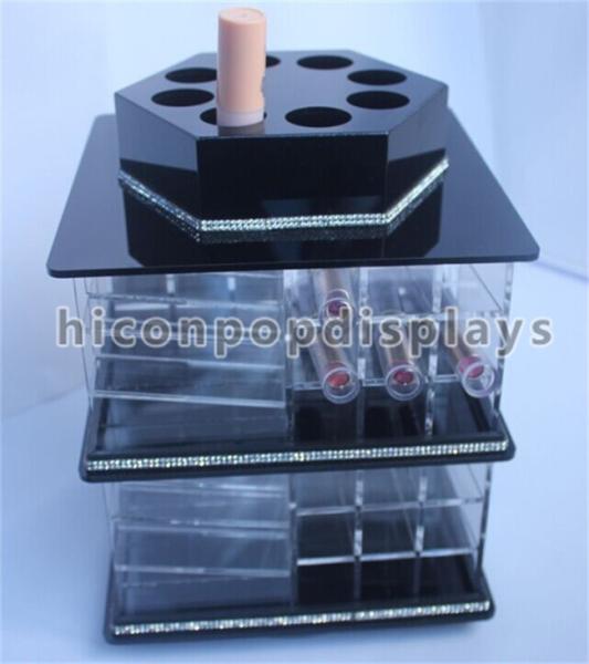 Tabletop Lipstick Acrylic Display Case Cosmetics Store Rotating Acrylic Display Stand