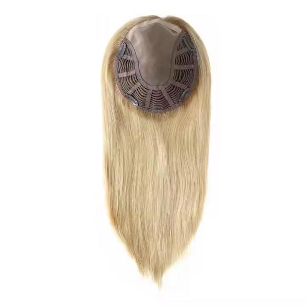 100% European Virgin Hair women Mono hair topper natural color double drawn full end full coverage mono wefted Topper