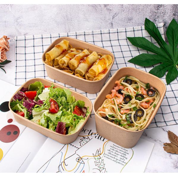 750ml Food Kraft Paper Bowl Matt Lamination With FDA Certified