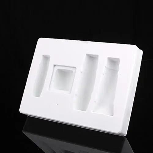 Customized disposable PP pet PVC PS flocking plastic black/white plastic blister tray for food cosmetics
