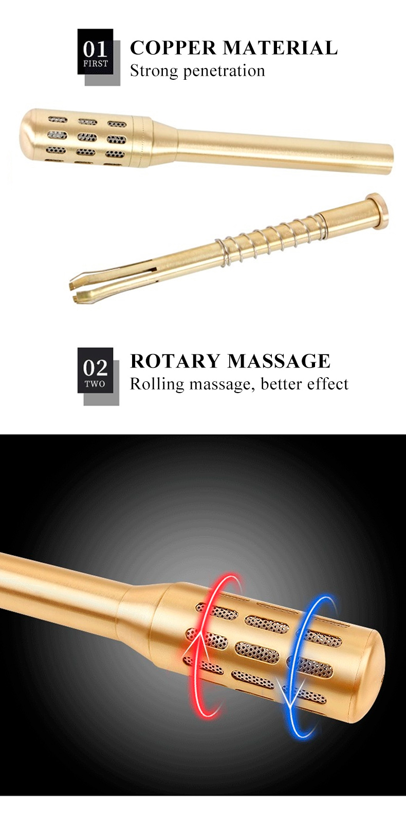 Чистый медный съемный теплый инструмент Moxibustion ручки ролика Moxa