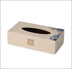 130*130*135 beige leatherette tissue box cover manufacturer for 5-star hotel guest supply