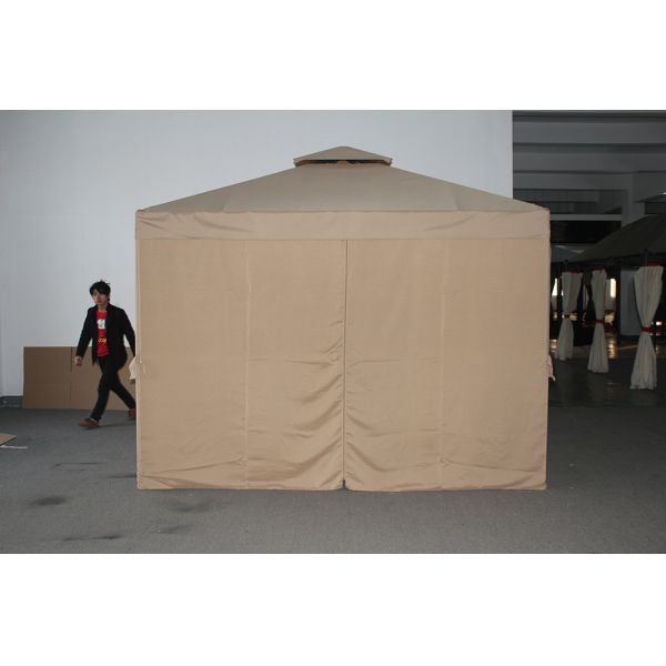 ECO FRIENDLY Courtyard Aluminum Pole Gazebo Tent with Double Roof and Mosquito Netting