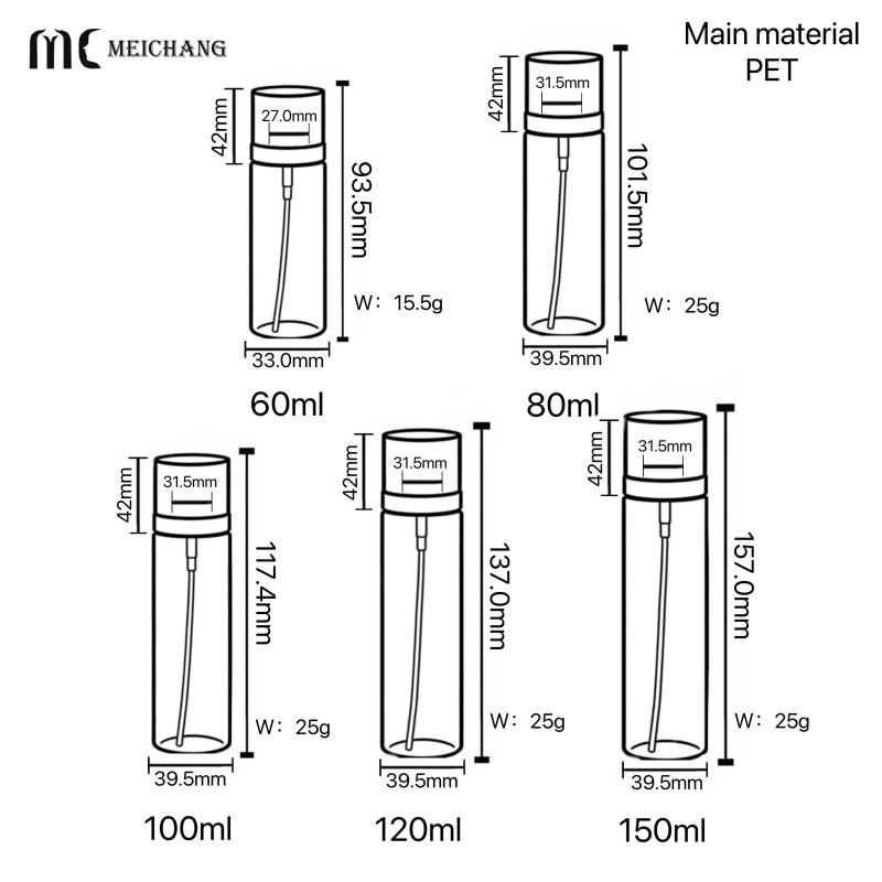 60ml-150ml PCR Ultra-Fine Mist Pet Spray Bottle Eco-Friendly Leak-Proof FDA-Compliant Plastic Pump Bottle