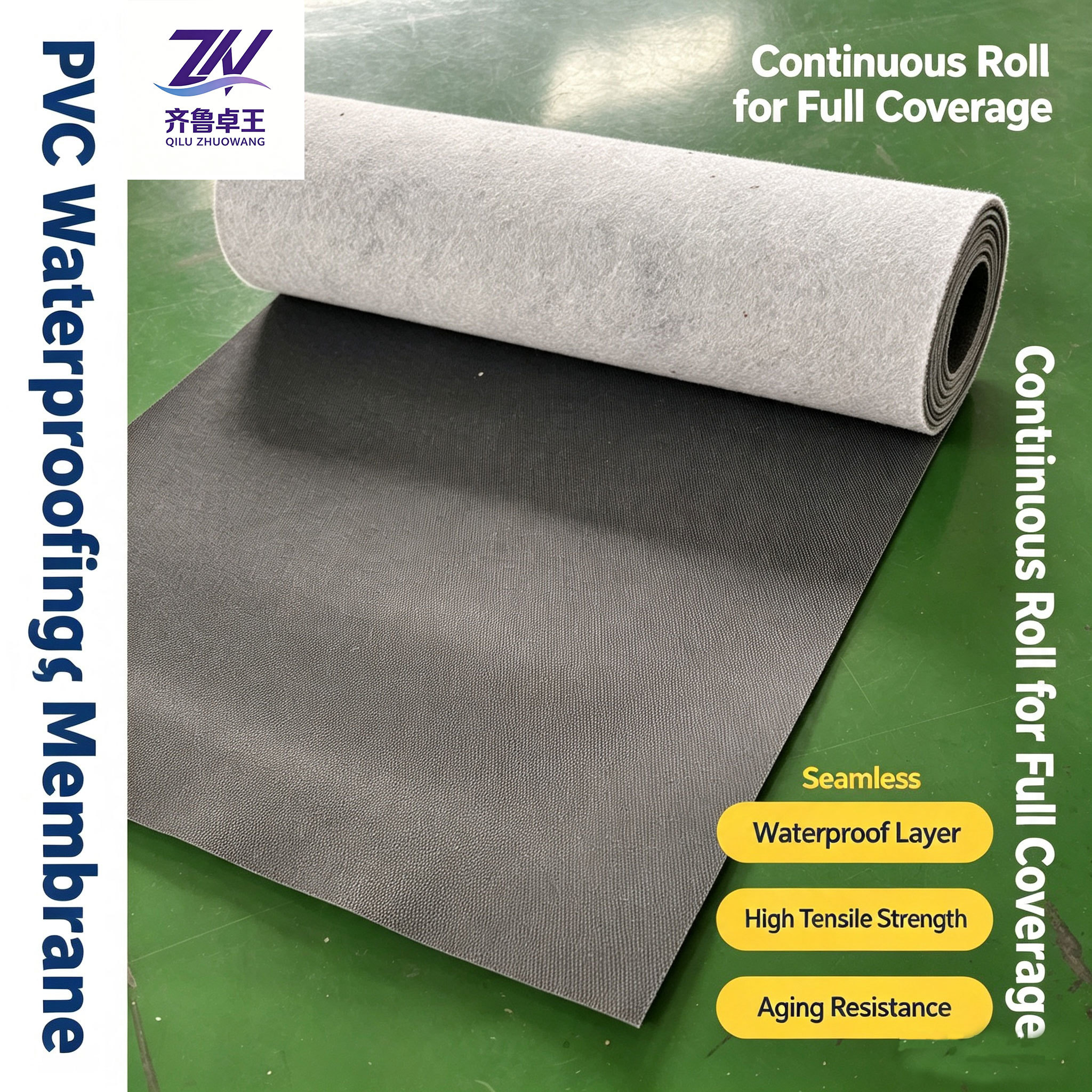 Heat Aging Resistant Flame Retardant PVC Waterproofing Membrane for Underground Waterproofing Polyvinyl Chloride Waterproof Sheet