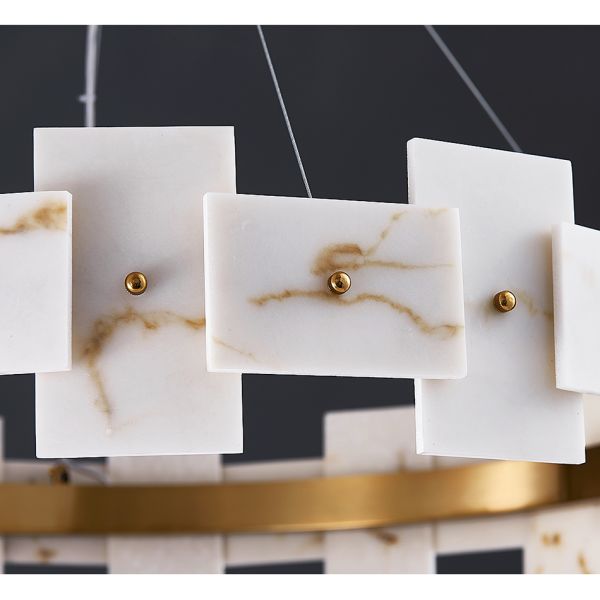 Led Creative Chandelier For Living Room White Ring Marble Chandelier(WH-MI-318)