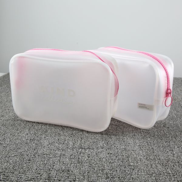 Logo Eva Travel Cosmetic Plastic Bag Foldable With Zipper Closure