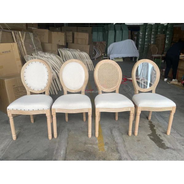 Rubber Wood Frame Material Nordic Upholstery Banquet Louis Chair for Living Room Weddings